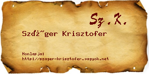 Száger Krisztofer névjegykártya